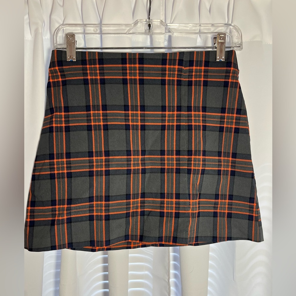 JOE B by JOE BENBASSET Grey & Orange Plaid Mini Skirt Sz S